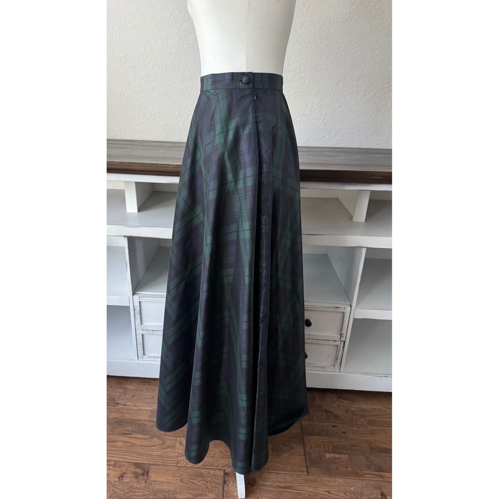 Talbots Taffeta Tartan Plaid Maxi Skirt 100% Silk Christmas Holiday Size 4 - Picture 5 of 8
